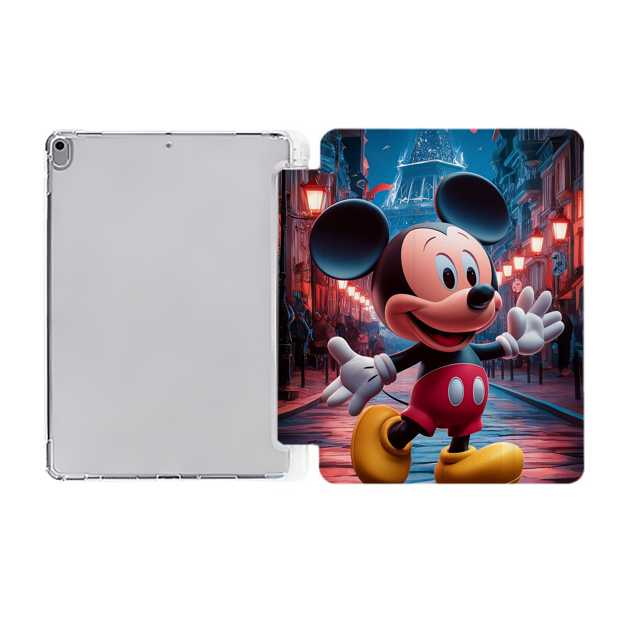 ミッキーマウス Mickey Mouse IPad ケース ペン収納付き 三つ折りスタンド PUレザー×シリコン 対応機種9.5/10.5/10.9インチ